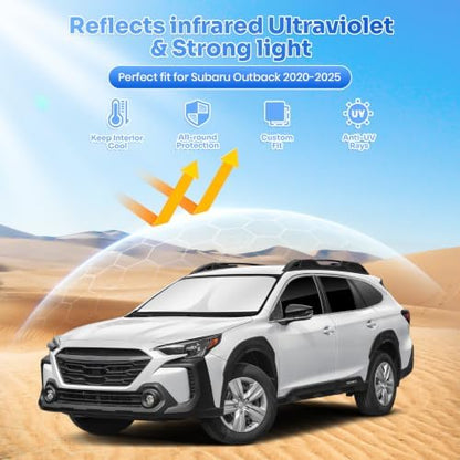 Canvcle Window Shades for 2020-2025 Subaru Outback Accessories Windshield Sun - Image 2