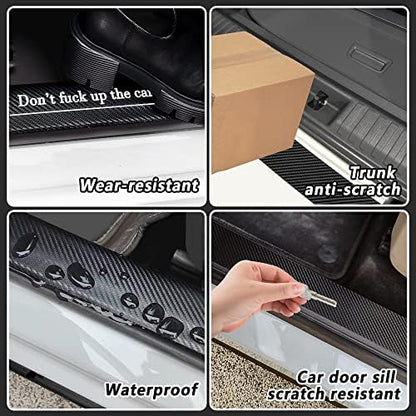 5PCS Car Door Sill Protector, Carbon Fiber Sport Threshold/Rear Bumper Guard - Image 5