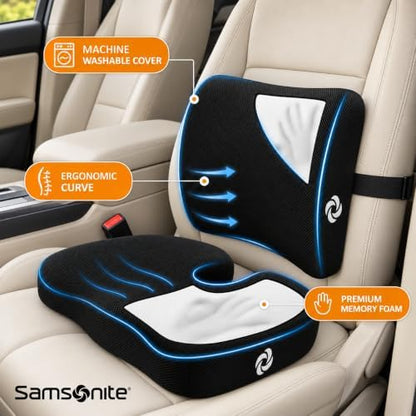 Samsonite [2-in-1 Ergonomic Seat Cushion and Lumbar Support Cushion Combo - Image 4