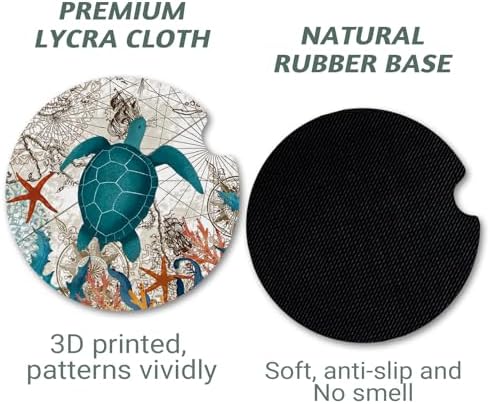 Yonlevres Car Coasters for Cup Holders，Sea Turtle 2.75" 2 Pack - Image 5