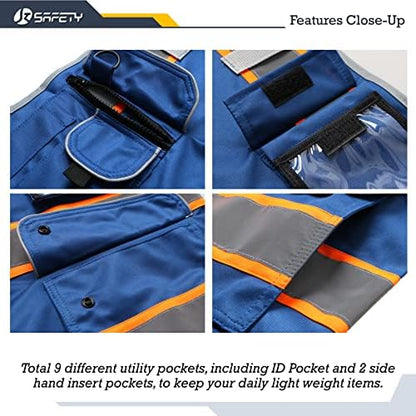JKSafety Safety Vest for Men Women Reflective Hi Vis JK901 Blue M - Image 4
