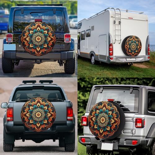 Rv Spare Tire Cover Wheel Vintage Mandala Flower Tire Covers Wheel Protectors - Image 6