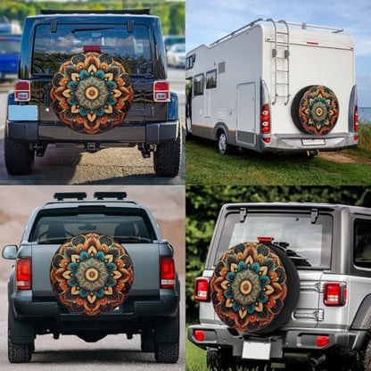 Rv Spare Tire Cover Wheel Vintage Mandala Flower Tire Covers Wheel Protectors - Image 6