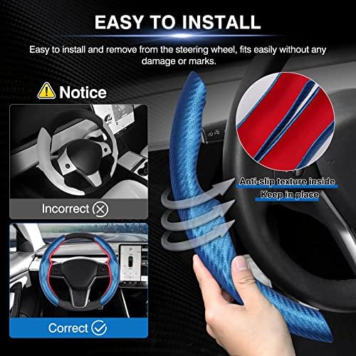 Canvcle Steering Wheel Cover for Tesla Model 3/Model Y Accessories Carbon Fiber - Image 2
