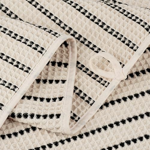 POLYTE 430 GSM Poly Blend Microfiber Quick Dry Waffle Bath Towel Set of 6 - Image 4