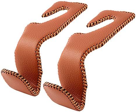 Purse Hook for Car, Superior Leather Headrest Hanger Matching Cars Interior by AMVOYOA