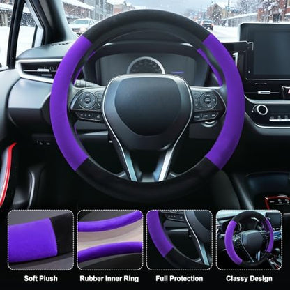SEG Direct Plush Steering Wheel Cover 14.5"-15" Heavy-Duty, Summer Winter - Image 4