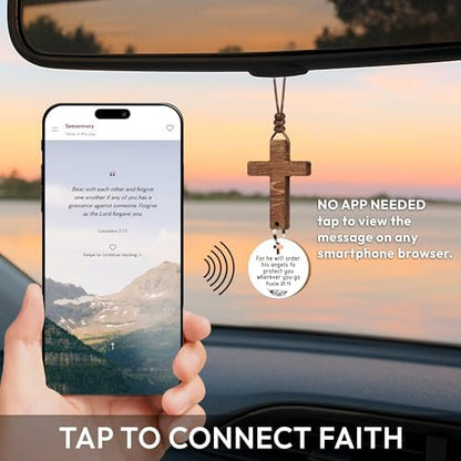 Christian Gifts for Men, Daily Bible Verse Cross for Car Mirror Hanging - Image 5