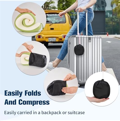 Cirorld Neck Pillow for Traveling, Travel Pillows for Airplanes Green - Image 6