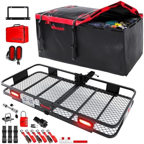 Mockins 70"x30"x6" XXL Folding Trailer Hitch Cargo Carrier w/ 500 Lbs. Cap by Mockins