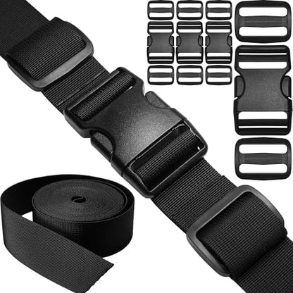 1-1/2" Straps and Buckles Set: 6 yard Nylon Webbing 1.5 inch Wide, 4 pack Side by HISUNTEC
