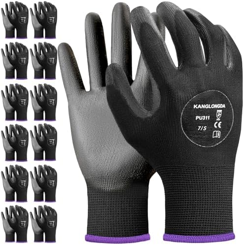 Kebada Safety Work Gloves for Men & Women, PU Coated, 12 Pairs by KEBADA