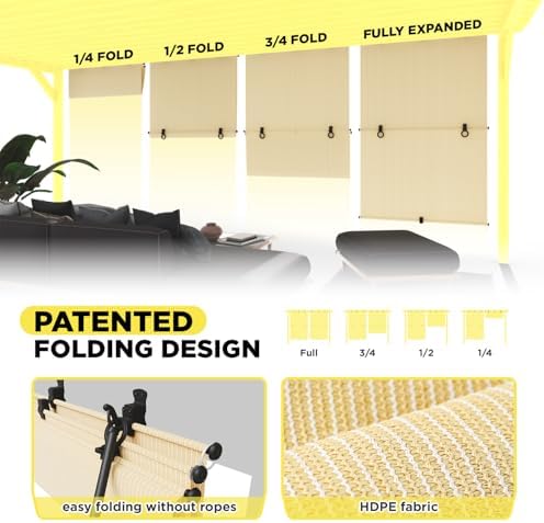 Outdoor Roller Shade 4'W x 5.5'H Cordless Shades Roll Up, Folding Exterior - Image 2