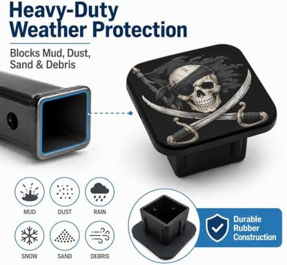 Pirate Skull 2" Hitch Cover, Rubber Towing Hitch Covers Hitch Protector - Image 6