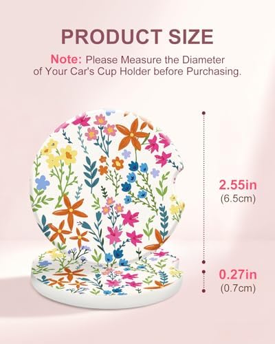 Swooflia Cute Girly Ceramic Car Coasters Colorful Flower Cup Holder Coaster - Image 2