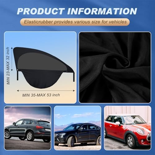 Tallew 4 Pcs Car Window Screens Mesh Breathable Shade, 23-32 in, 35-53 in - Image 2