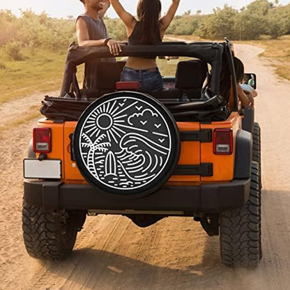 Great Wave and Surfboard Spare Tire Cover Dust-Proof Wheel Tire Cover Fit - Image 4
