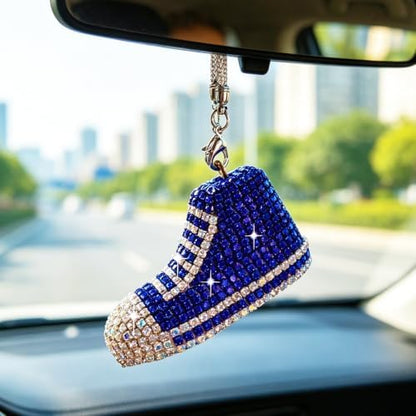 Bling Sneaker Shoe Sparkly Car Hanging Ornament, Cute Crystal Rear View Mirror - Image 3