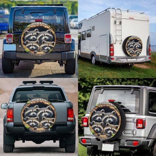 Rv Spare Tire Cover Wheel Funny Animal Raccoon Tire Covers Wheel Protectors - Image 6