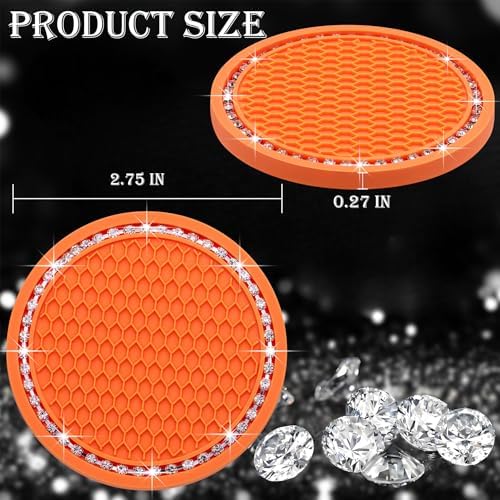 2PCS Bling Cup Holder Coaster, 2.75 Inch Auto Car Cup Holder Insert Coasters - Image 2