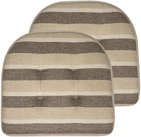 Chair Cushion Memory Foam Pads Tufted Slip Non Skid Rubber Back U-Shaped 17" x by SweetHomeCollection