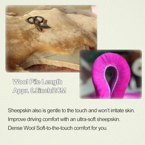 AOGELAN Fluffy Fuzzy Genuine Sheepskin Car Seat Belt Covers - Image 6