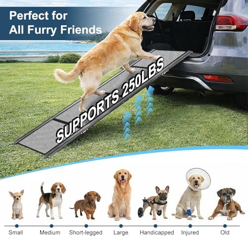 Dog Ramp for Cars 71"Long x 20"Wide SUV & Trucks, Non-Slip Surface Aluminum Pet - Image 3