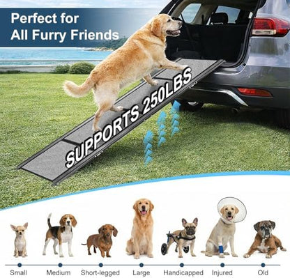 Dog Ramp for Cars 71"Long x 20"Wide SUV & Trucks, Non-Slip Surface Aluminum Pet - Image 3