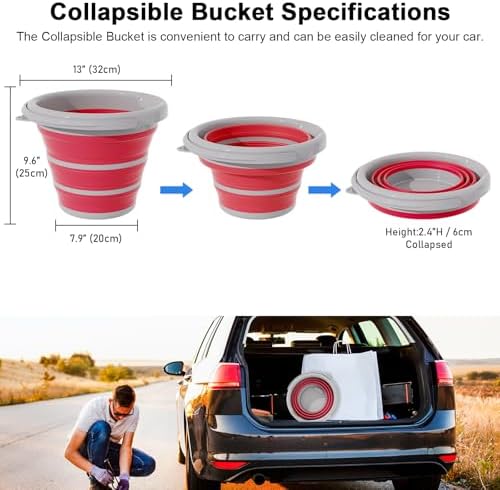 Collapsible Wash Bucket with Microfiber Mitt, 10L Portable Collapsiblle Bucket - Image 3