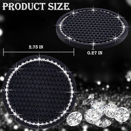 2PCS Bling Cup Holder Coaster, 2.75 Inch Auto Car Cup Holder Insert Coasters - Image 2