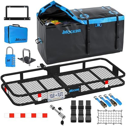Mockins 60"x24"x6" Heavy Duty Steel Folding Trailer Hitch Cargo Carrier by Mockins