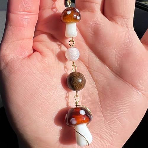 Car Rear View Mirror Accessories Witchy Car Hanging Ornament, Mushroom Rearview - Image 3