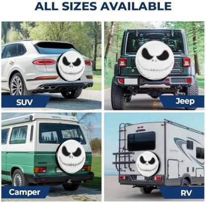 GENANY Gothic Skeleton Face Halloween PVC Leather Spare Tire Cover Size 16 - Image 5
