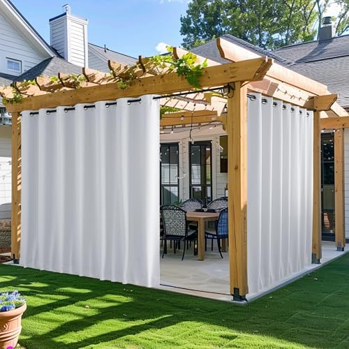NICETOWN Outdoor Curtains Waterproof & Windproof W100xL108 Greyish White by NICETOWN