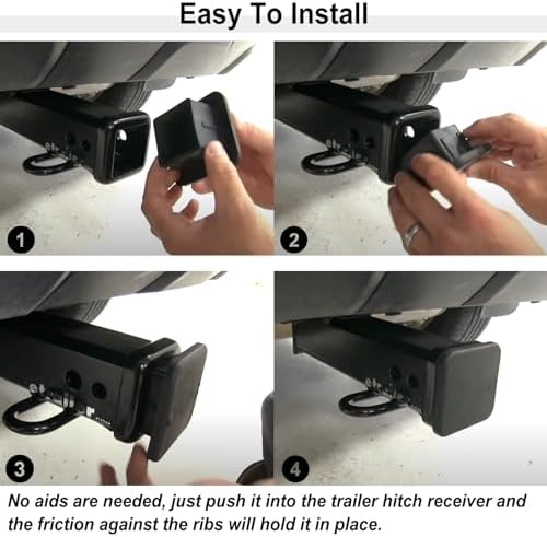 2 Pack Trailer Hitch Cover 2 Inch Black Rubber Tow Receiver Tube Plug Cap Fits - Image 5