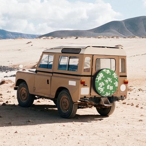 White Flowers Green Spare Tire Cover Wheel Protectors - Image 7