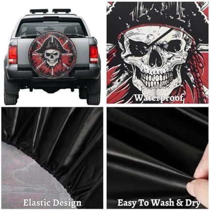 Spare Tire Cover for RV Trailer, Pirate Skull Tire Covers Universal Fit for - Image 4