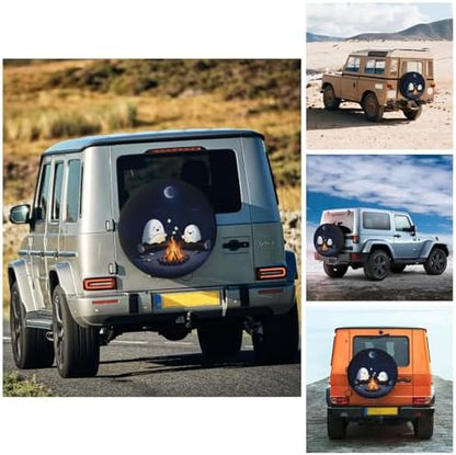 Ghost Roasting Marshmallows Spare Tire Cover Waterproof Wheel Cover 16 Inch - Image 4