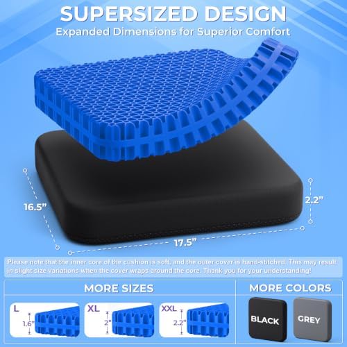 TushGuard Gel Seat Cushion for Long Sitting, Breathable Thick Patent Design - Image 2