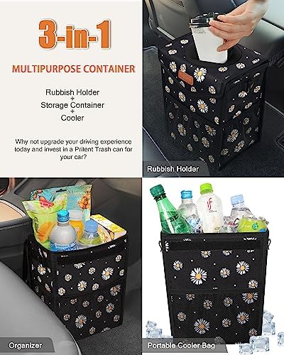 Pritent Car Trash Can with Lid Leakproof Car Garbage Bag Vehicle Trash Bin - Image 5