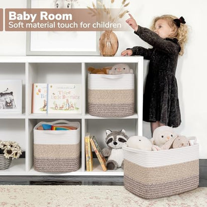 Goodpick Woven Storage Basket for Shelves, Gradient Brown - Image 3