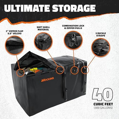 Mockins 40 Cu Ft XXL Trailer Hitch Cargo Carrier Bag w/Straps, Lock & Case - Image 4
