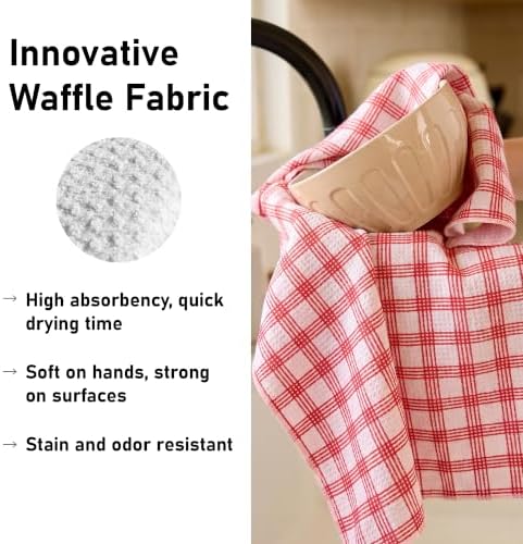 Kitchen Towels Set of 2, Double-Sided 16x28 Microfiber Waffle Weave Dish Towels - Image 3