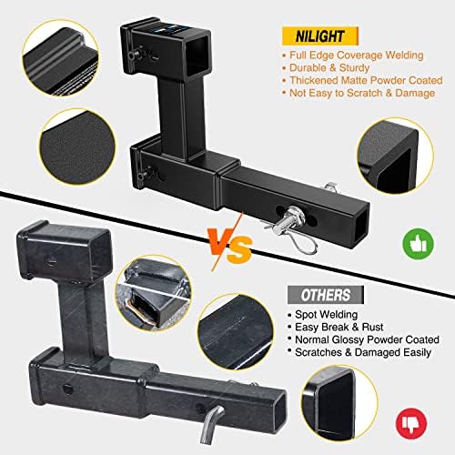 Nilight Dual Hitch Extender to 10", Rise Drop 7-1/2 inch w/Hitch Tightener - Image 5