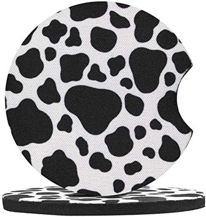 4 Pack Car Coasters, 2.75inch Cow Print Car Cup Holder Coasters - Image 2