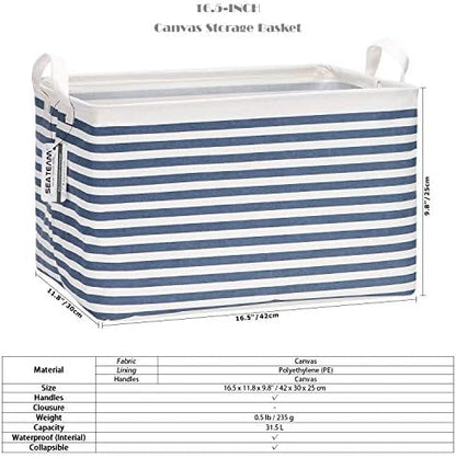 Sea Team Large Rectangle Open-Top Canvas Storage Basket - Image 6