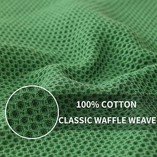 Homaxy 100% Cotton Waffle Weave Kitchen Dish Cloths 12-Pack, Grass Green - Image 2