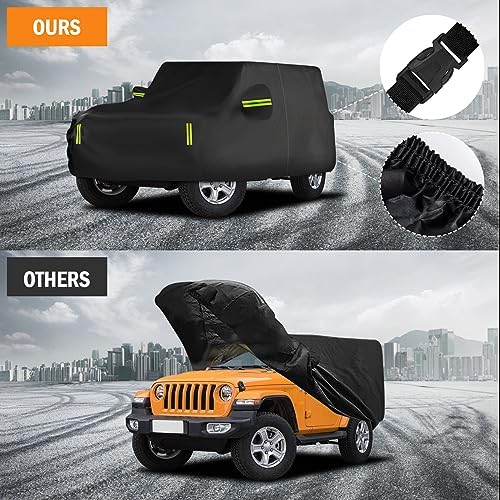 Waterproof Car Cover for Jeep Wrangler 2 Door 1987-2025 JK JL CJ YJ TJ Outdoor - Image 6