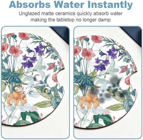 Ceramic Car Cup Holder Coasters Set of 2, 2.56 in Trumpet Flower - Image 5