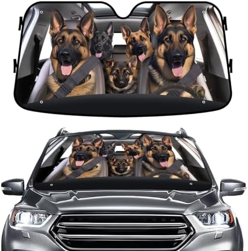 GENANY German Shepherd Trio Windshield Sun Shade 55 x 30 Inch by GENANY